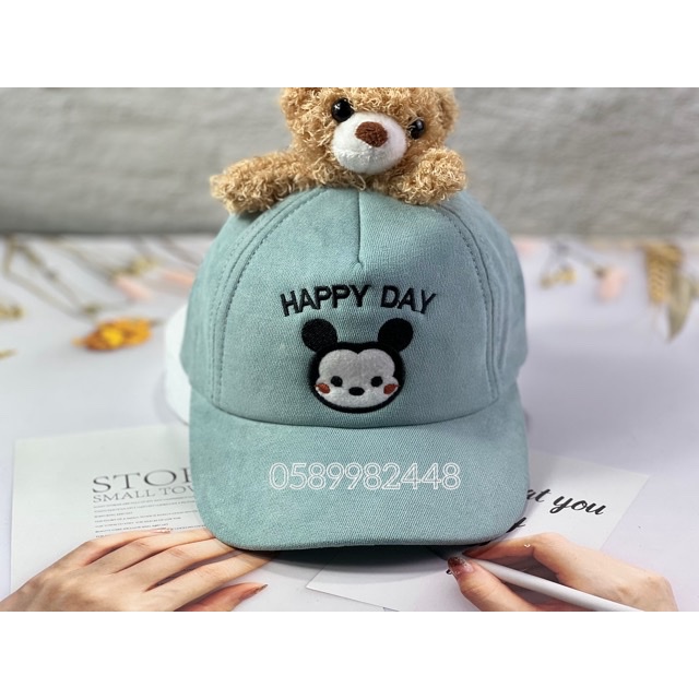 Mũ kết nhung gấu kèm cục bông gấu cực đẹp CUTE cho bé trai bé gái 1 tuổi đến 5 t (Siêu rẻ 1996)