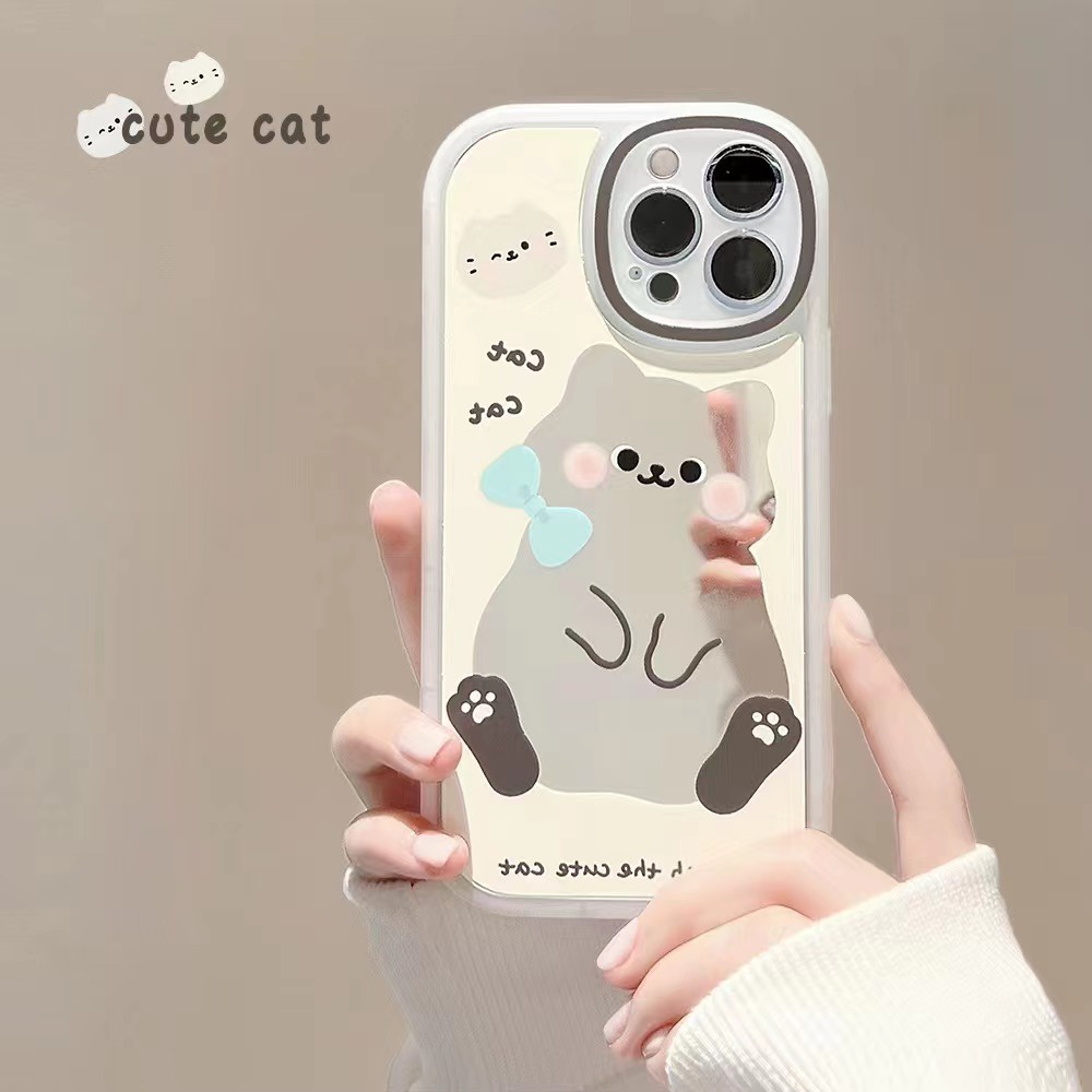 Ốp Điện Thoại TPU Silicone Mặt Gương Hình Mèo Cho Apple iPhone13 iPhone 13Pro max iPhone13 mini iPhone12 / 11 / XR / 8 / 7