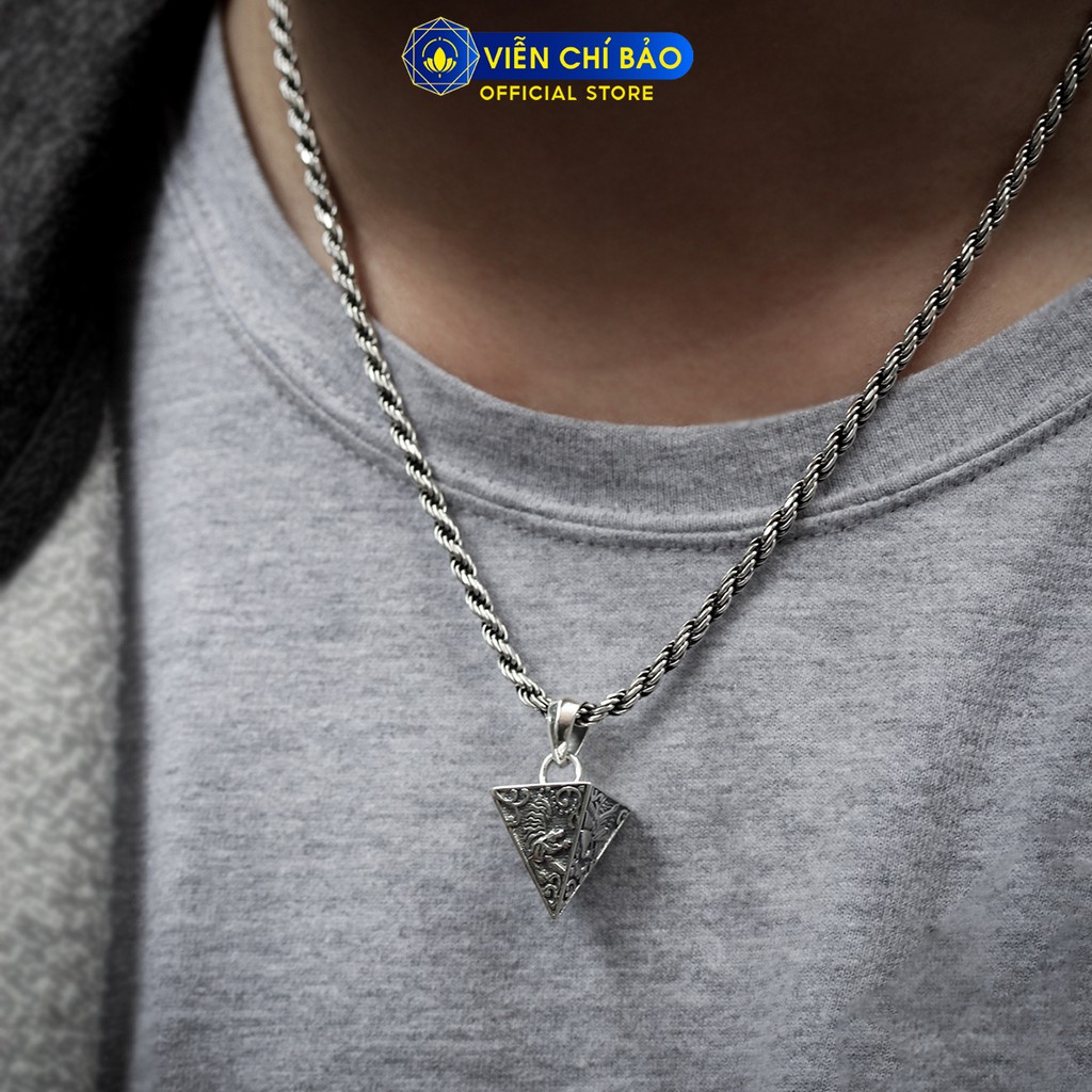 Mặt dây chuyền bạc nam Tứ Thánh Thú kim tự tháp chất liệu bạc Thái 925 thương hiệu Viễn Chí Bảo M100495