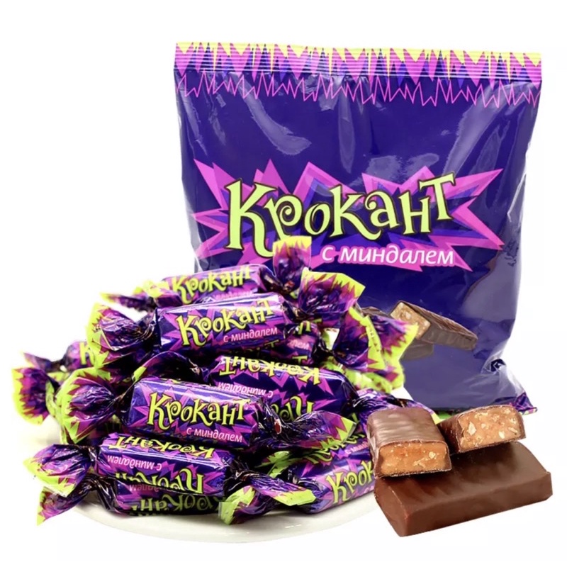 KẸO NGA- Kẹo tím Krokant socola hạnh nhân Nga/180gr