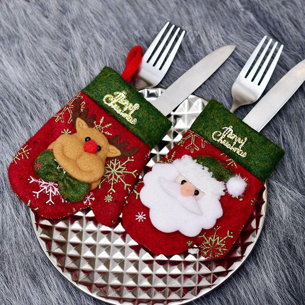 1 Găng Tay Trang Trí Bàn Ăn Hình Ông Già Noel Túi Đựng Dụng Cụ Ăn Uống