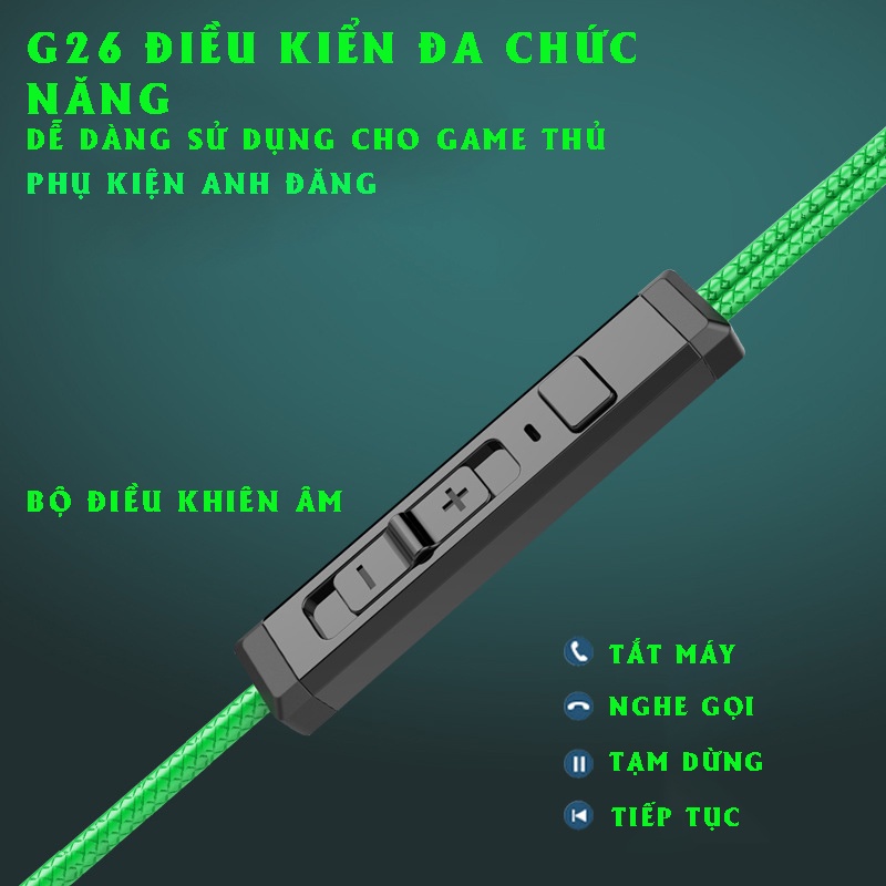 Tai Nghe Chơi Game Có Dây G26, Tai Nghe Gaming Có Mic Cho Điện Thoại Máy Tính