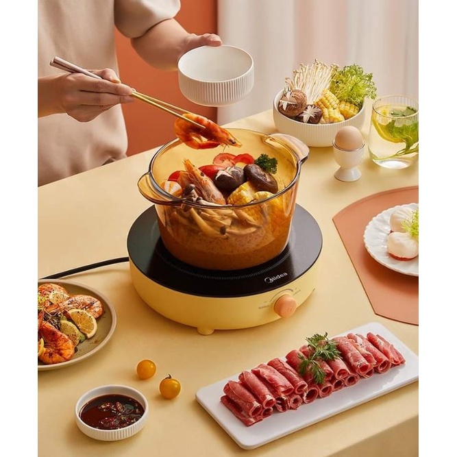 Bếp điện từ đơn hồng ngoại  MIDEA nội địa màu vàng viền tròn cao cấp bảo hành 12 tháng