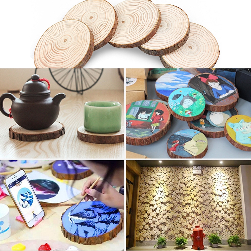Miếng Gỗ Tròn Tự Nhiên Trang Trí Tiệc Cưới