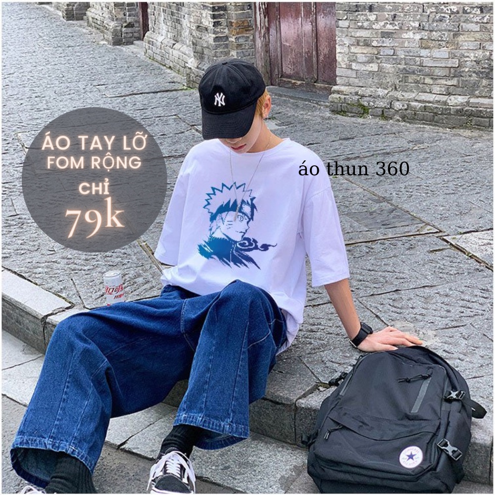 Áo thun unisex tay lỡ nam nữ Phong Cách Hàn Quốc NARUTO BLUE Độc Lạ kiểu dáng streetwear basic oversize