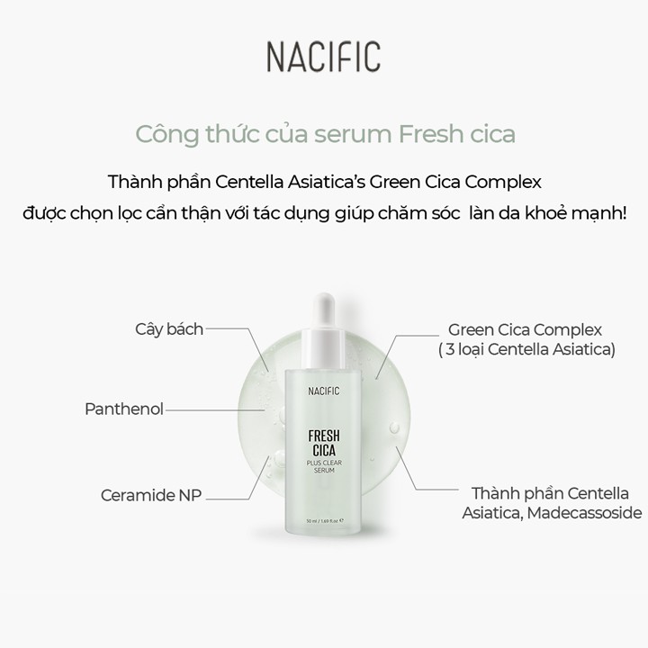 Tinh chất ngừa mụn NACIFIC Fresh Cica Plus Clear Serum 50ml