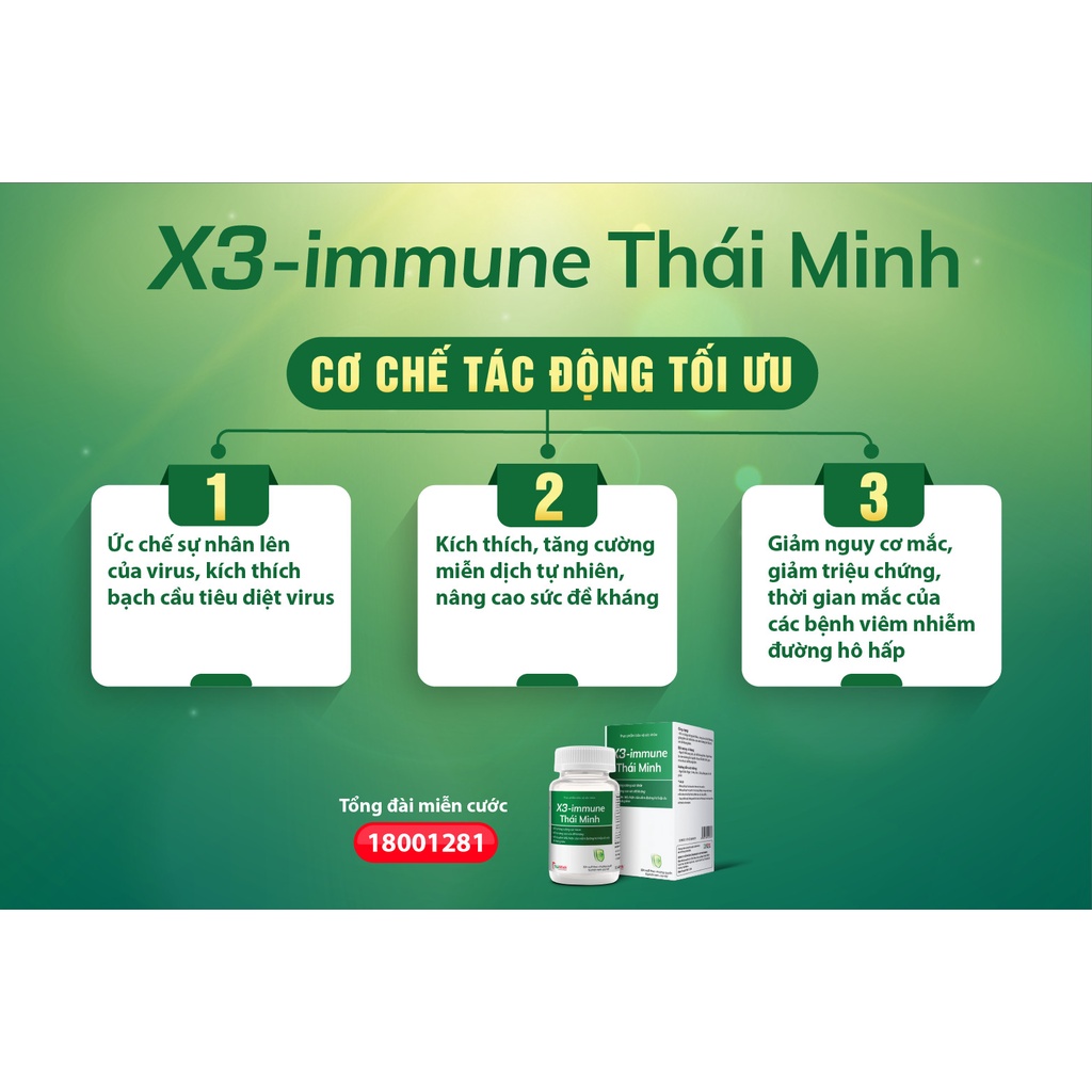 Xuyên Tâm Liên X3-Immune Thái Minh - Tăng đề kháng, tăng cường sức khỏe, phòng ngừa viêm đường hô hấp