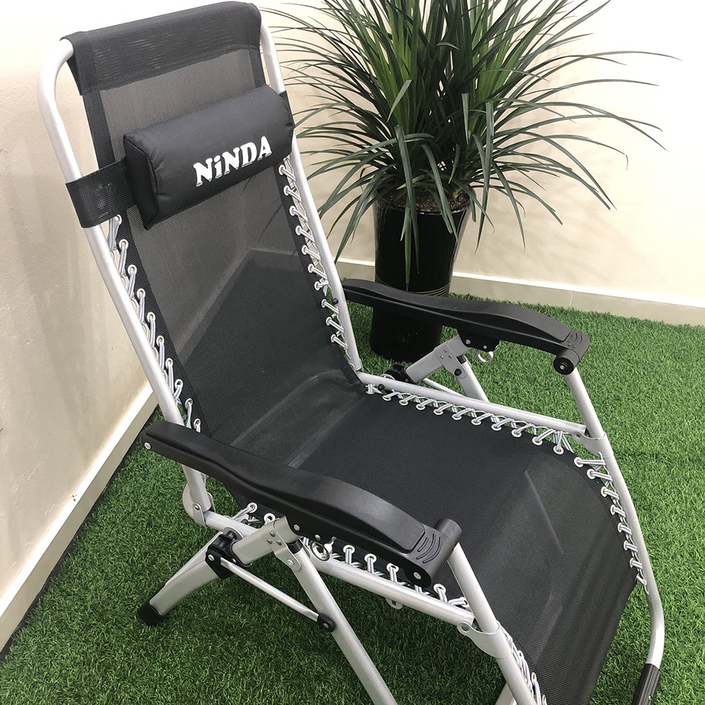 Ghế thư giãn dựa ngả lưng NiNDA G830 có khoá sắt, gấp gọn kèm khay để ly và điện thoại - BẢO HÀNH 12 THÁNG