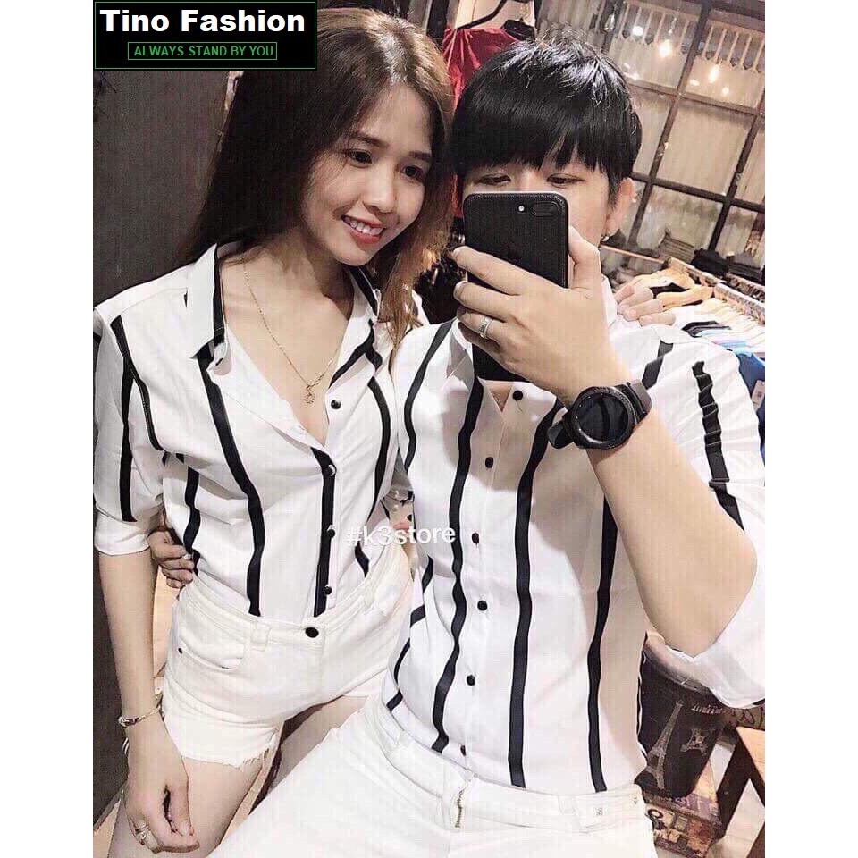 Áo Sơ Mi Nam Nữ Cao Cấp HÀN QUỐC Chuẩn Hàng Shop Tino Fashion - Dài tay