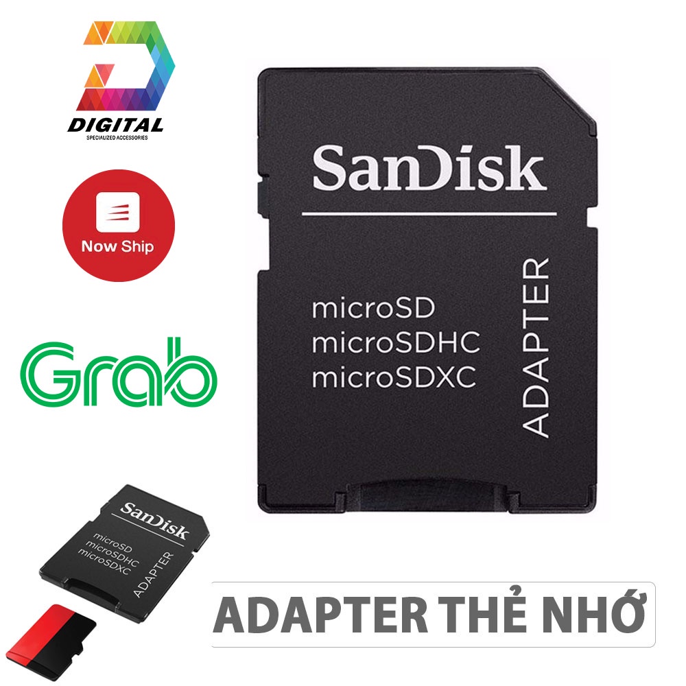 Adapter Thẻ Nhớ Sandisk Chuyển Đổi Thẻ Nhớ Micro SD Sang Thẻ Nhớ SD Chính Hãng