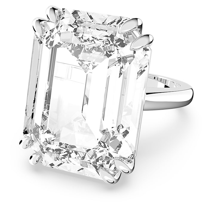 Nhẫn Cặp Swarovski Bản Lớn Đính Pha Lê Trong Suốt Không Giới Tính
