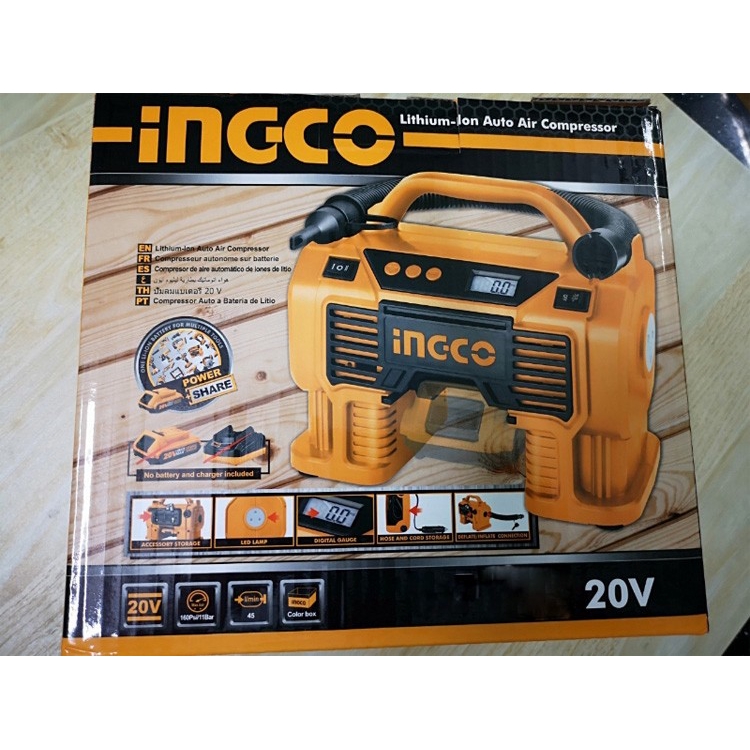 20V Máy nén khí tự động dùng pin INGCO CACLI2002 không kèm pin và sạc