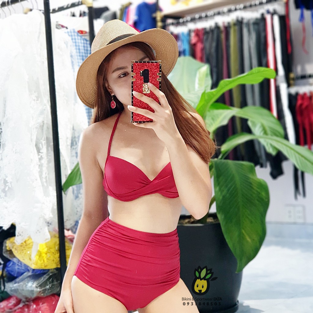 Bikini 2 mảnh che bụng đỏ đôcực xinh | BigBuy360 - bigbuy360.vn