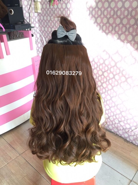 Tóc giả kẹp xoăn dợn nữ đẹp, dải kẹp 6 phím - mã k60