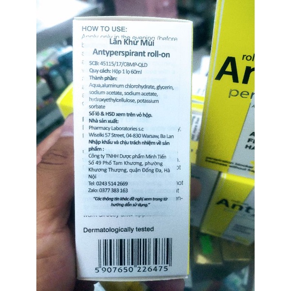 Lăn khử mùi Anty perspirant,không mùi,không gây ố vàng