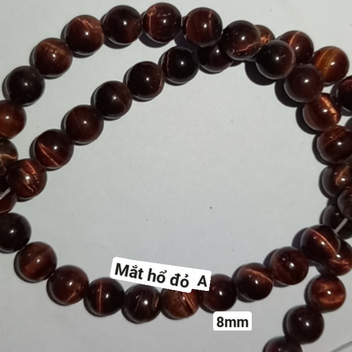Một hạt đá mắt hổ đỏ 8mm 10mm 12mm 14mm