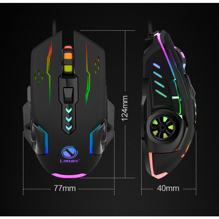 Chuột Gaming Có Dây Chính Hãng Limei V7 Thiết Kế Hiện Đại Đèn LED Phát Sáng Nhiều Màu
