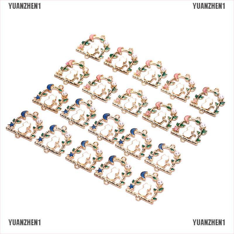 [YUANZHEN1] Set 10 Mặt Dây Chuyền Kim Loại Tráng Men Hình Trăng Sao