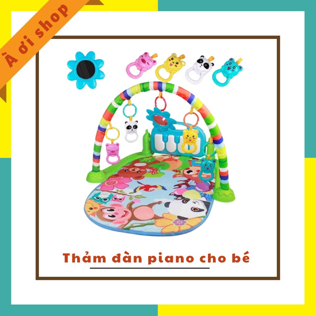 Thảm Vườn Thú nằm vui nhộn cho bé chơi có nhạc piano thích hợp cho bé từ 0-18 tháng tuổi , hình ảnh màu sắc bắt mắt, thu hút trẻ nhỏ, đàn piano có đèn và nhạc