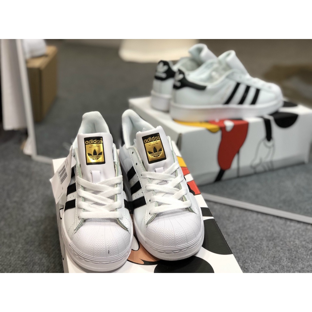 (FREESHIP - TẶNG MÓC KHÓA) Giày Thể Thao Sneaker Nam Nữ SUPERSTAR Sò Tem Vàng Trắng Vạch đen CLEVER MAN STORE