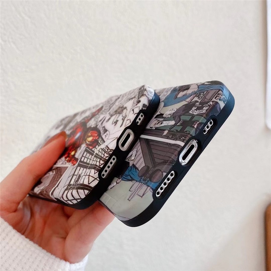 Iphone Ốp Điện Thoại Silicon Họa Tiết Hoạt Hình Người Nhện / Người Sắt Cho Iphone15 pro max 14 pro max 13 pro max 12 pro max 11