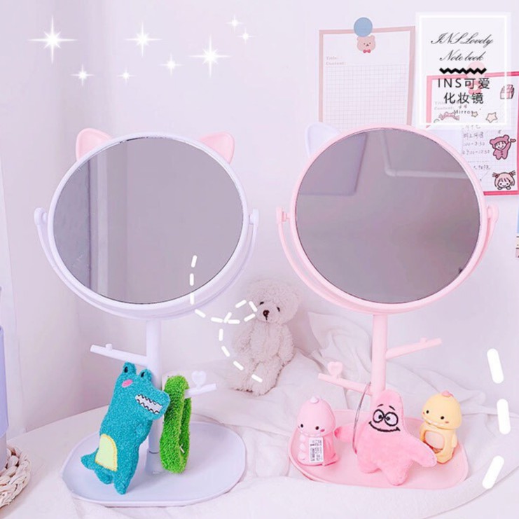 Gương để bàn trang điểm hình tai mèo Mua Tất (muatatshop)