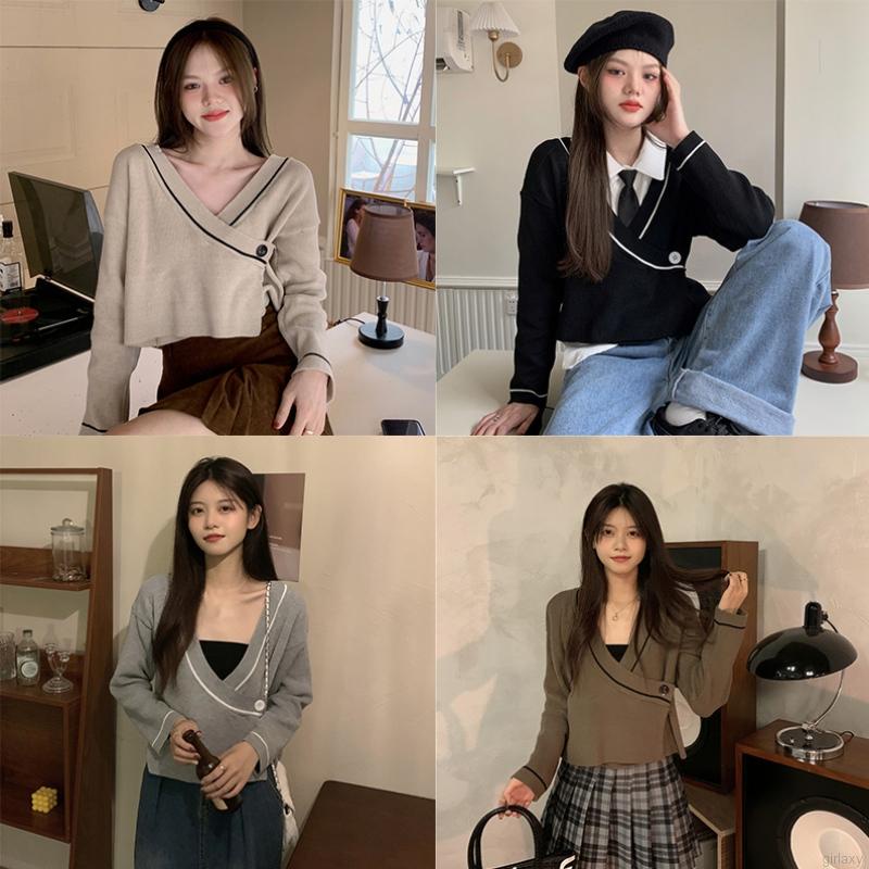 Áo len tay dài cổ V thời trang dành cho nữ