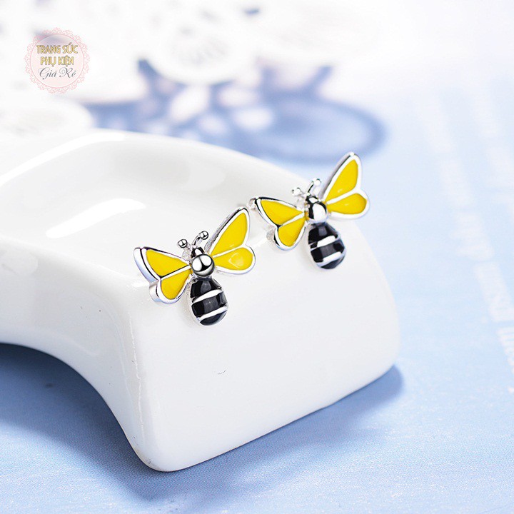 Bông tai thời trang nữ hình con ong nhỏ xinh, bạc ý S925 - HT225
