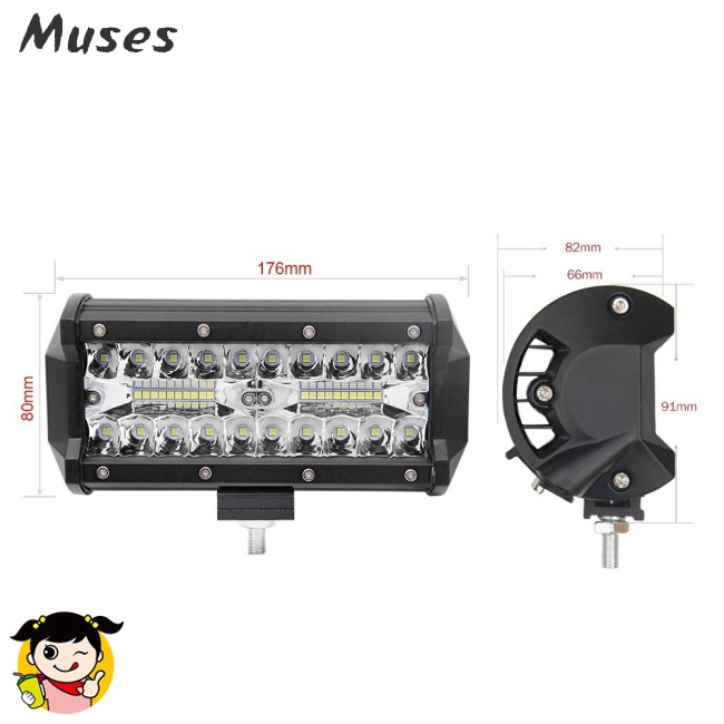 Muse07 7inch 200W LED Work Light Bar Flood Spot Beam Offroad 4WD SUV Driving Lamp