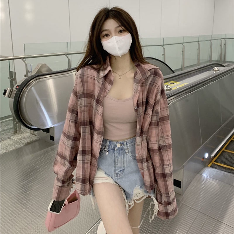 Áo Sơ Mi Chống Nắng Tay Dài Họa Tiết Kẻ Sọc Màu Hồng Thời Trang Mùa Hè Mới Dành Cho Nữ Size s 2022