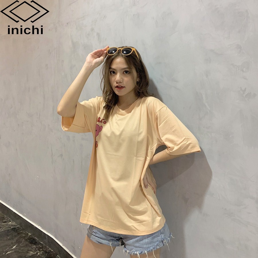 Áo thun tay lỡ INICHI A608 form rộng oversize nam nữ áo phông unisex