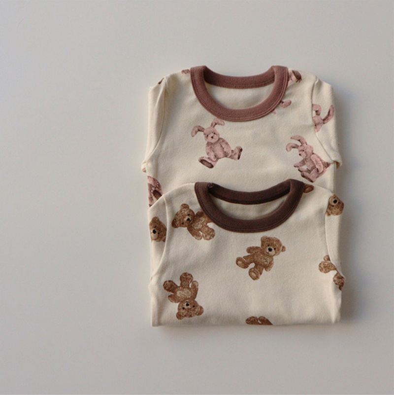 Bộ Đồ Tay Dài Họa Tiết Thỏ Đáng Yêu Dành Cho Các Bé