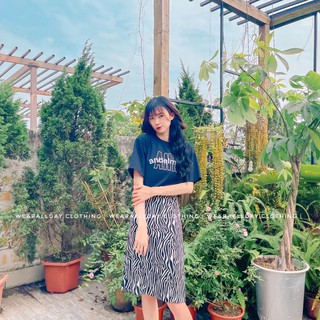 Set Bộ Áo Phông Kèm Váy Ngựa Vằn, Mẫu Bộ Áo Thun Kèm Chân Váy Hot Trend