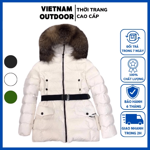 Áo Khoác Lông Vũ Cho Nữ Moncler - Áo Phao Nữ Nón Lông Có Thể Tháo Rời Giữ Nhiệt Cực Ấm