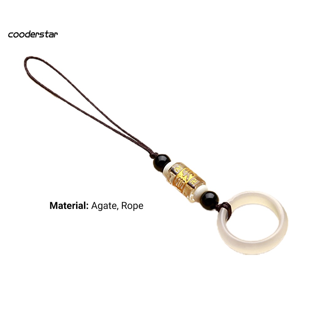 Móc khóa dạng vòng nhẫn bằng đá mã não tự nhiên chống bẩn cho điện thoại