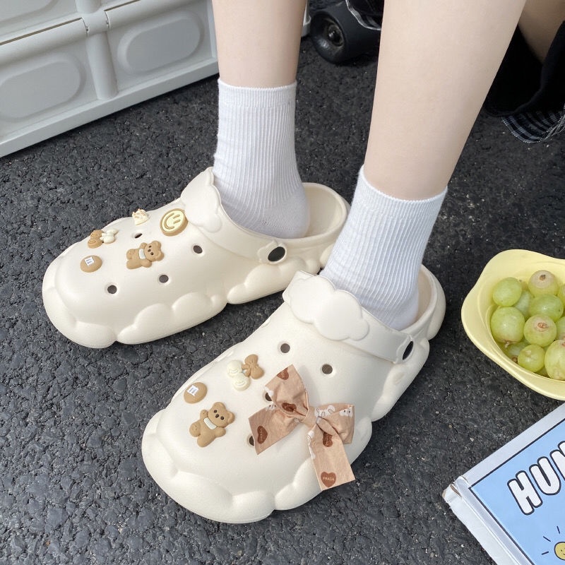 Jiashucheng Giày Sandal Đục Lỗ Đế Dày Chống Trượt Thời Trang Đi Biển Cho Nữ