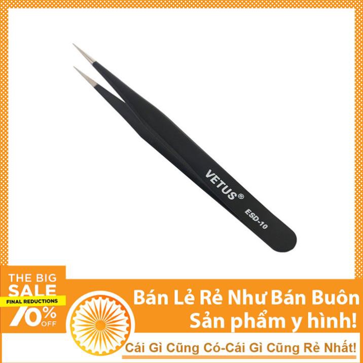 Nhíp Kẹp Linh Kiện Chống Tĩnh Điện Vetus Đen - Loại Thẳng ESD-10