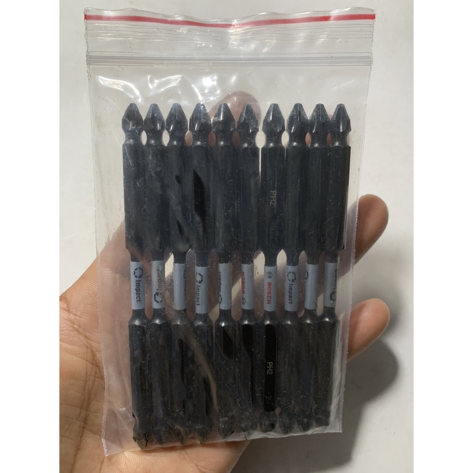 ( Sỉ mũi vít ) Túi 10 mũi vít Bosch hai đầu PH2 - PH2 dài 110mm đuôi nhỏ chính hãng có từ