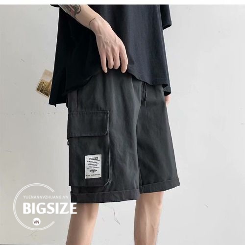 Quần sọt nam Bigsize Quần short đùi nam kaki ngố có túi cạp chun lưng thun mỏng Thời Trang kiểu trẻ trung Hàn Quốc đẹp cao cấp，cho người mập béo 100kg 150kg