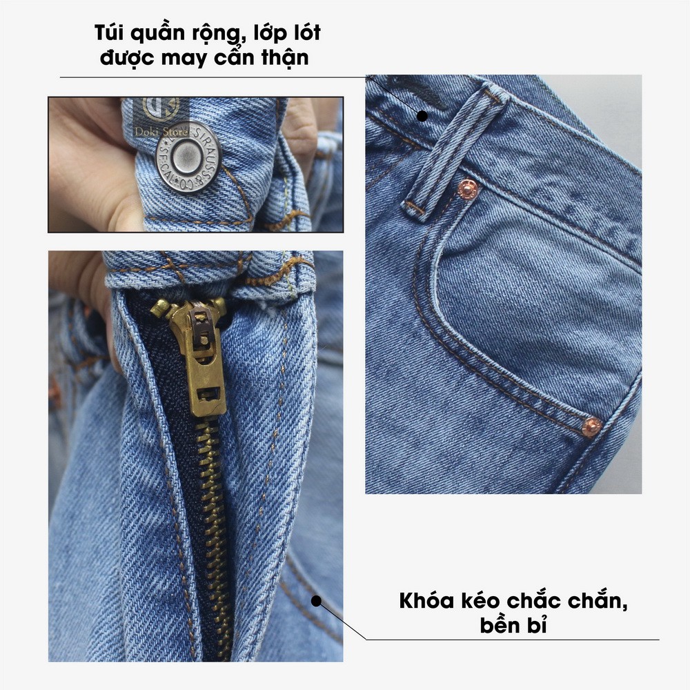 Quần Jean Ống Suông Nam Cao Cấp Xanh Bạc, Quần Jean Nam Ống Rộng, Kiểu Dáng Chững Chạc Lịch Sự - DOKI SN-01