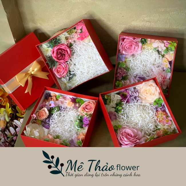 [Ảnh Shop Chụp] Hộp Đựng Quà Kèm Hoa Dùng Làm Quà Tặng Valentine, 8/3, 20/11 Sinh Nhật Của Mê Thảo Flower