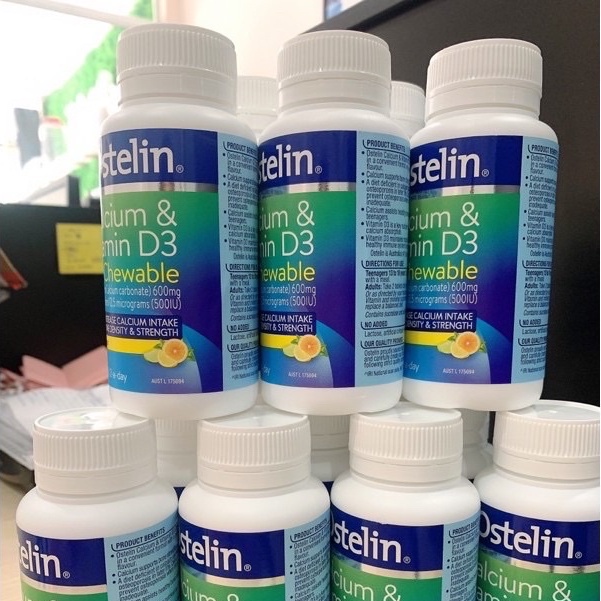 Viên Bổ Sung Canxi Và Vitamin D3 Vị Cam Chanh - Ostelin Calcium &amp; Vitamin D3 Chewable