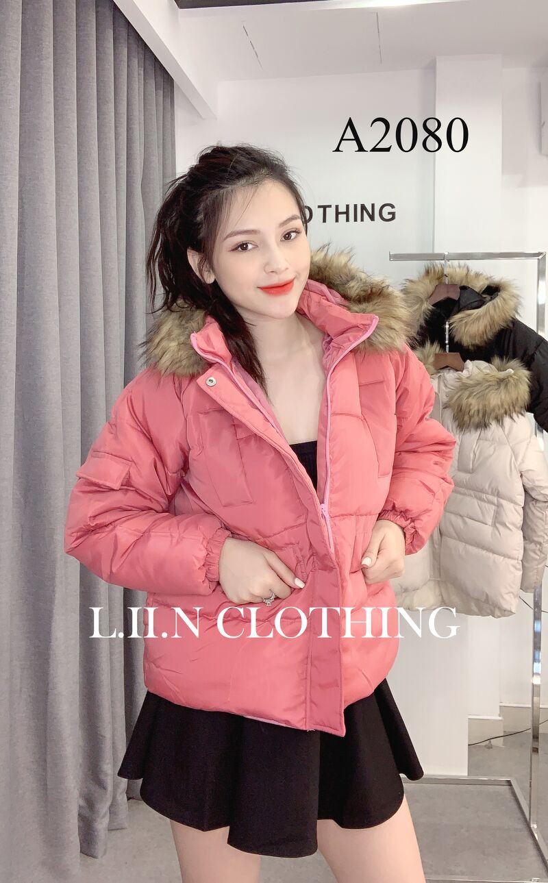 Áo khoác phao nữ mũ lông Linbi đủ màu, đủ size. thiết kế 3 lớp cực ấm Liin clothing A2080 | BigBuy360 - bigbuy360.vn