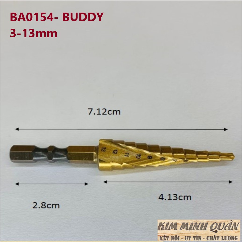 Mũi Khoan Tháp Xoắn Cao Cấp (3-13mm BA0154),(6-25mm BA0155),(6-35mm BA0156) BUDDY