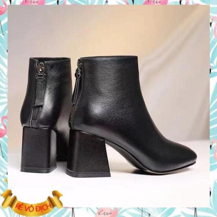 oder Giày bốt cổ lửng da PU 2 màu đen, kem - BOT02 | BigBuy360 - bigbuy360.vn