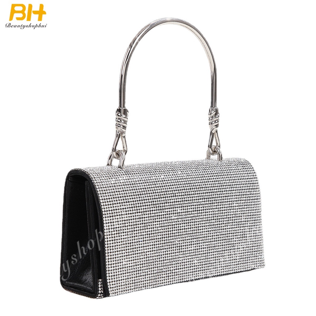 Ví Cầm Tay Dự Tiệc Đính Đá Kim Cương Giả Kiểu Mới Cho Nữ