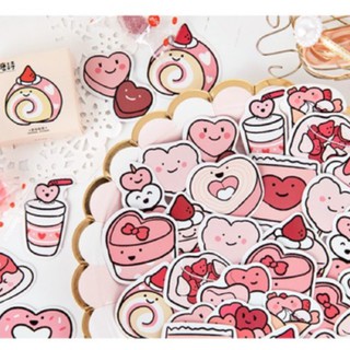 Hộp 45 miếng sticker mẫu bánh cuộn tròn đỏ