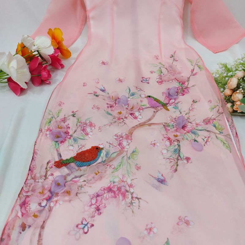 🥰 Áo dài  tơ ogana cao cấp đẹp sang chảnh hịn xịn hàng thiết kế chuẩn từng đường kim mũi chỉ áo dài cao cấp giá rẻ