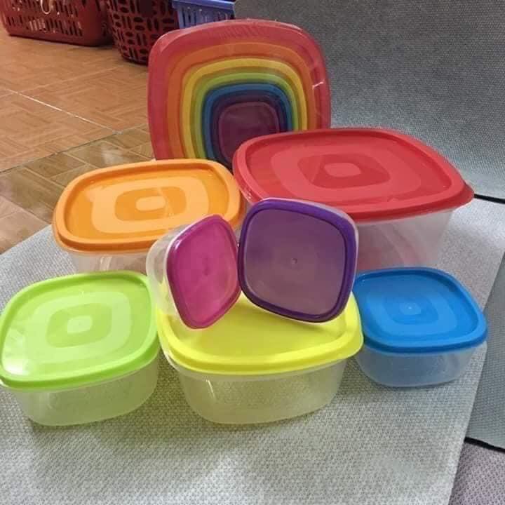 BỘ HỘP NHỰA 7 MÀU ĐỰNG THỰC PHẨM