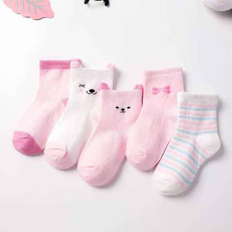 Set 5 Đôi Vớ Cotton Họa Tiết Dễ Thương Cho Bé